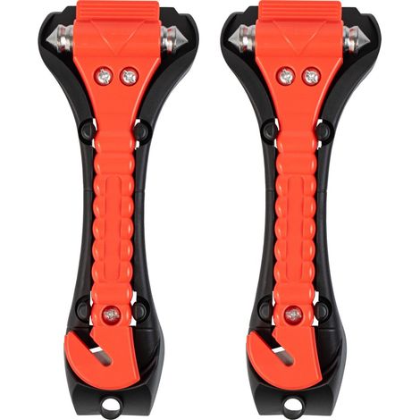 Marteau de sécurité 2 pièces avec coupe ceinture et support pour urgence automobile couleur orange (1/5)