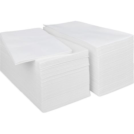Lot de 100 Serviettes de Table Jetables Airlaid en Papier au Toucher Lin pour Cuisine, Salle de Bain, Fête, Mariage, Dîners, Événements - Blanc - 43 x 30 cm (1/5)