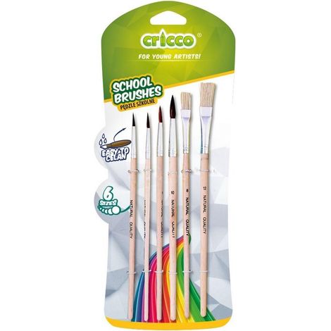 Set di 6 spazzole scolastiche in legno Cricco