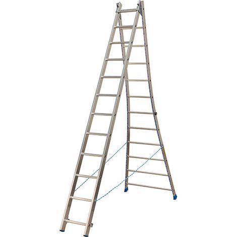 Echelle transformable 2x12 barreaux - Longueur déployée 5.95m - Sol plat ou escalier - 213212