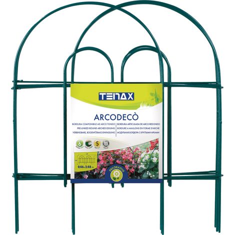 TENAX Arcodeco Verde, Bordura da Giardino, Altezza 46 cm Lunghezza 2,50 m, Bordura ad Arco Tondo in Acciaio Plastificato, Composta da 6 moduli di 42x46 cm (1/4)