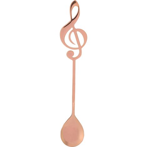 1 Cuillère à dessert Divers accessoire de portail, motif note de musique, acier inoxydable 304, rose gold, usage café/thé/dessert (1/5)