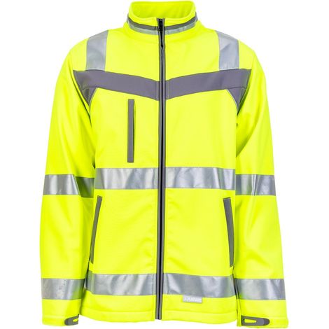 Planam Warnschutz Softshelljacke Plaline Gr. M gelb/schiefer (1/5)