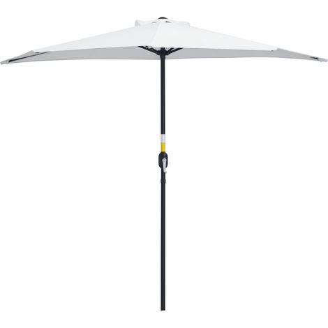 Ombrellone da Terrazza a Mezzaluna con Apertura a Manovella e Palo a 2 Sezioni, 2.6x1.35 m, Bianco