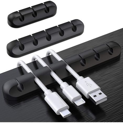 Set mit 3 Kabelclips, Schreibtisch-Organizer, Kabelhalter, Kabelorganisator, Kabelmanagement, Kabelaufbewahrung für USB-Ladegerät/Maus/Kopfhörer/PC-Kabel (1/5)