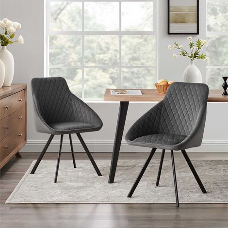 Dining Chairs Set of 2 Velvet Kitchen Counter Chairs with Backrest and Sturdy Metal Legs, Retro Reception Chairs for Home Office Restaurant (Grey velvet-2PCs) (1/5)