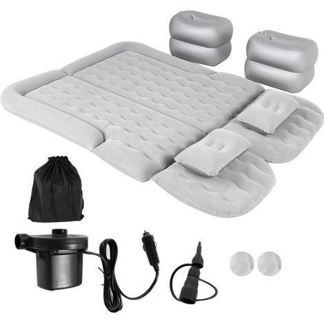 (Gris)Matelas pneumatique Lit de voyage gonflable - 3 places - Surface de flocage - Pompe à air électrique (1/4)