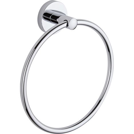 Milano Mirage Round Wall Mounted Bathroom Towel Ring Holder - Chrome