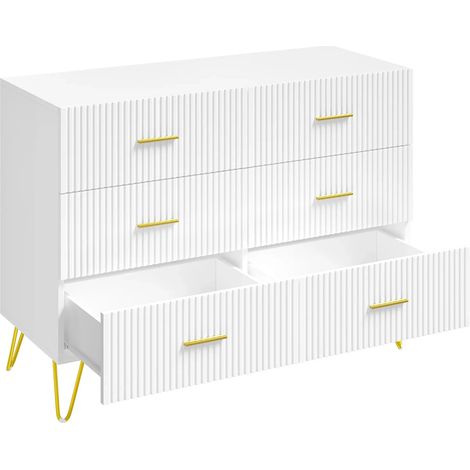 Moderne Konsole in Weiß und Gold mit 6 Schubladen, 100 x 40 x 75 cm (1/5)