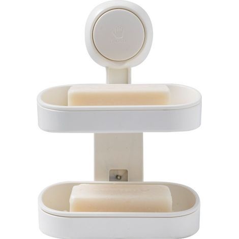 Porte-Savon à Ventouse Double Étage - Pour Douche et Baignoire - Design 2 Niveaux - Installation sans Perçage - Drainage Rapide - Organisation Salle de Bain (1/5)