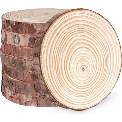 12Pcs Rondelles de Bois Naturel, Rondin de Bois Sans Trou Diamètre 13 à 14cm Pré-percé avec Trou Cercles Tanche de Bois pour Loisirs Créatifs, Décoration Murale, Noel, Pyrograveur Bois (1/5)