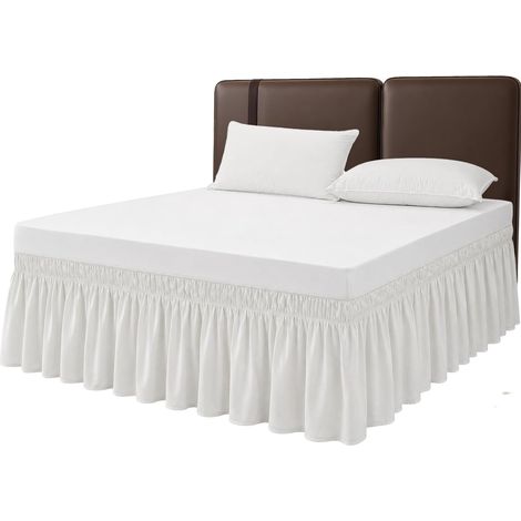 Bed Skirt 100% Organic Cotton Elegant Bumper for Mattress (White, 160 x 200 x 45 cm) (1/5)
