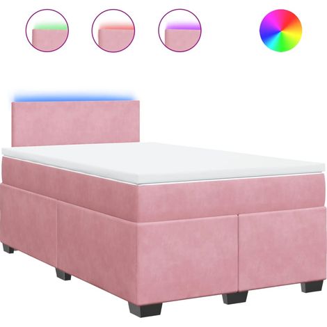 Lit double  Lit adulte  Sommier à lattes de lit avec matelas Rose 120x200 cm Velours