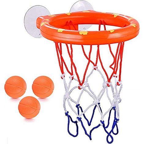 Ensemble de basketball amusant avec panier et ballons pour le bain, jouet de bain pour tout-petits comprenant 3 ballons.