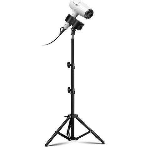 Support de sèche-cheveux réglable de 1,2 m (noir) avec trépied et pince universelle