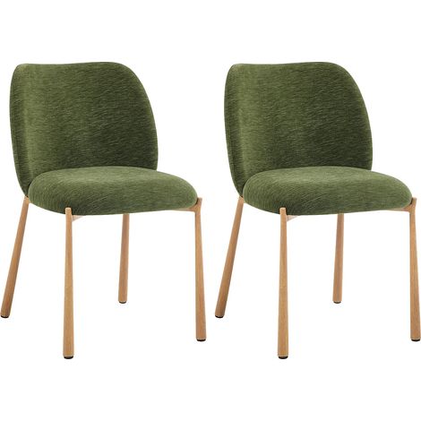Lot de 2 chaises en tissu texturé et métal effet bois - Vert - JIZAK (1/5)