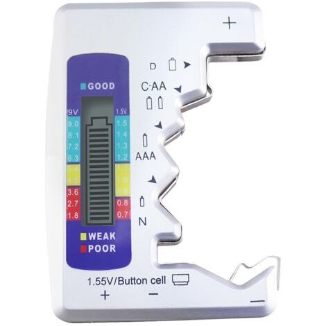 Testeur de Batterie Numérique Universel Mini testeur de batterie LCD testeur de capacité Checker for C AA AAA D N 9V 1.5V ButtonCell Small Mini Batteries (Argent) (1/5)