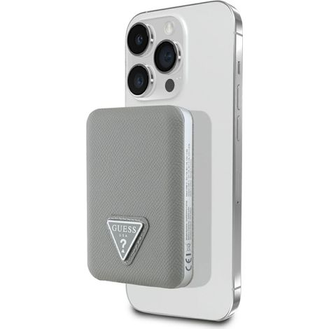Guess Grained Triangle Induktive Powerbank 5000mAh 15W USB-C MagSafe Beige (1/5)