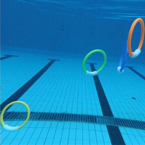 Lot de 4 anneaux de plongée sous-marine pour enfants, parfaits pour la piscine et les jeux d'eau en été à la plage. (1/5)