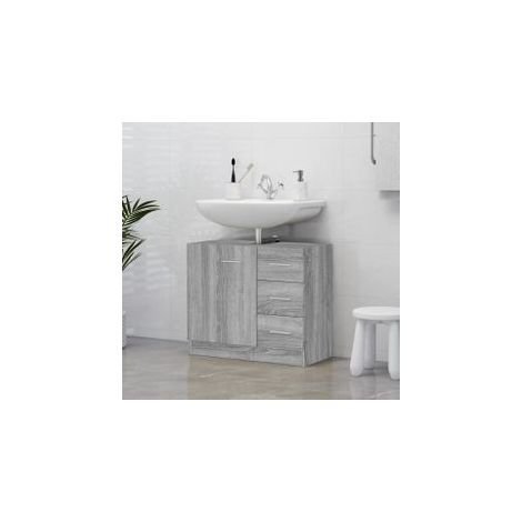 Armoire de lavabo Sonoma gris 63x30x54 Bois d'ingénierie (1/5)