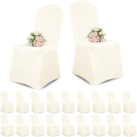 Set mit 20 abnehmbaren und waschbaren Stuhlhussen, ideal für Hochzeiten, Partys und Bankette (beige) (1/5)