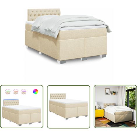 vidaXL Sommier à lattes de lit avec matelas crème 120x190 cm tissu