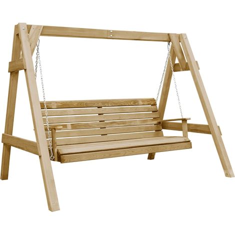 Banco columpio de jardín madera pino impregnada 205x150x157 cm