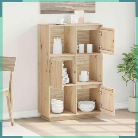 Buffet haut - 814364 - Bois massif de pin - 74 x 35 x 117 cm - À monter soi‑même (1/5)