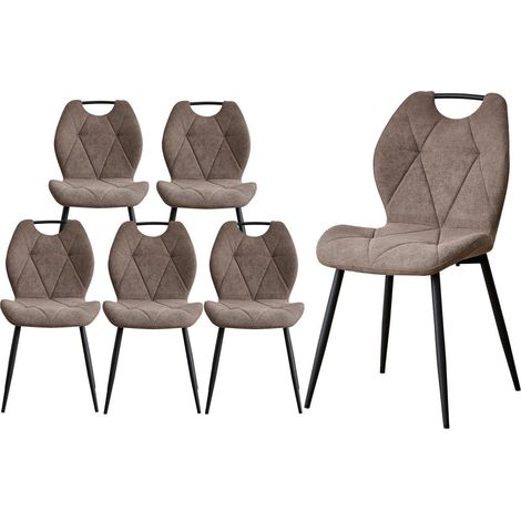 6er-Set Esszimmerstühle, skandinavisch, gepolstert, braun (1/5)