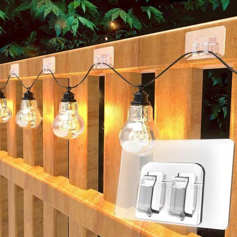 100 Crochets Adhésifs pour Guirlandes Lumineuses Extérieures, Installation Sans Outils, Imperméables, Résistants aux UV, Support de Câbles pour Décoration de Noël, Patio, Jardin (1/4)