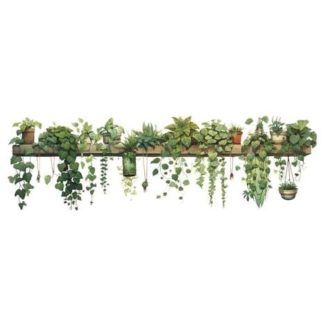 Plantes Vertes Frottent les Transferts Sticker Mural Plante Tropicale Plante en Pot Autocollant Tropicale pour Salon Cuisine Pépinière Chambre Art Bricolage Decoration Murale Stickers Muraux (1/5)