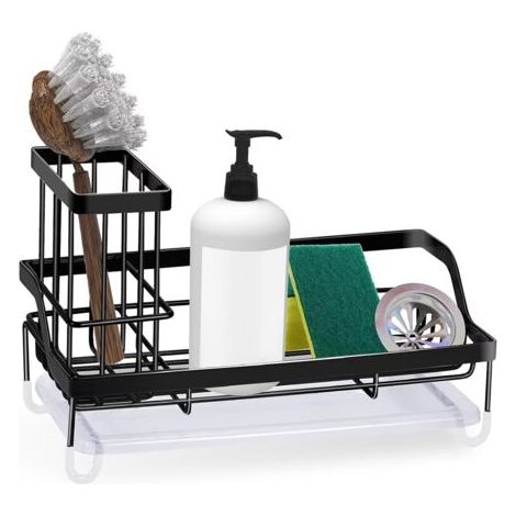 royaluxe-Rangement Evier Cuisine Support Brosse Éponge Organiseur pour à Poser Acier Inoxydable,Noir - RWEtagère et rangement de douche (1/5)