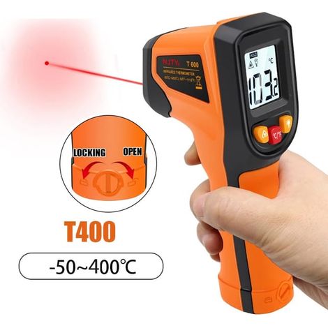 Pistolet thermomètre infrarouge numérique avec laser plage -50°C à 400°C pour mesure rapide sans contact usage industriel (1/5)