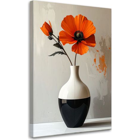 Stampe su Tela, Fiore d'arancio in un moderno vaso bianco e nero. - 20x30 (1/2)