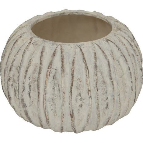 Lorenzo Rotund Fin Vase - Ceramic - L30 x W30 x H20 cm - White