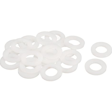 M14 Rondelles Plates en Nylon 14x27x2,5mm(IDxODxÉp) Blanc 20Pcs (1/5)
