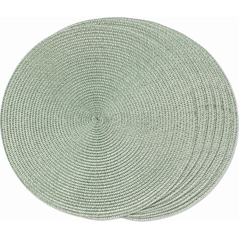 Lot 6 Sets De Table Ronds FunWheat, 38, 1 cm, Jute, Lavables, Antidérapants, Vert Brumeux, Tissu (1/5)