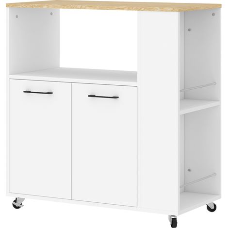 Desserte Urduliz Rangement Cuisine Mobile Bicolore Noir & Chêne Clair 75x40x80cm (1/5)