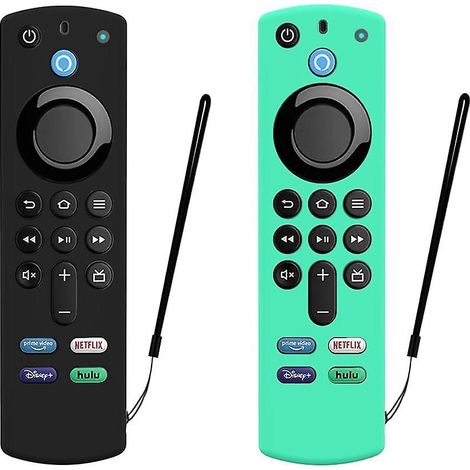bleu Glace + Noir-tui De Protection 2 Pices Pour Tlcommande Vocale (3rd Gen) (version 2021), Coque En Silicone Antichoc Pour Tlcommande Fire Tv S
