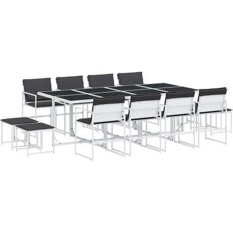 Maison Exclusive - Set da Pranzo da Giardino 13 pz con Cuscini Bianco in Textilene
