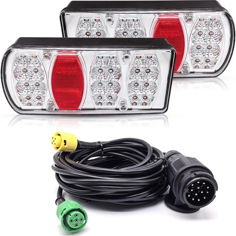 Kit Feux de Remorque LED 13 Broches 7 Fonctions avec 5m Câble Set, 12V 24V Universel, Imperméable (1/5)