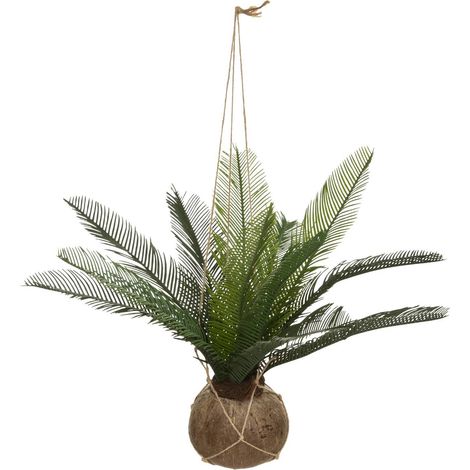 Kunstpalme in einem Blumentopf aus Kokosnuss, H. 50 cm (1/4)
