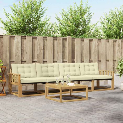 vidaXL Outdoor-Sofagarnitur 5 pcs Weiß und Creme 79 x 79 x 37 cm (1/5)