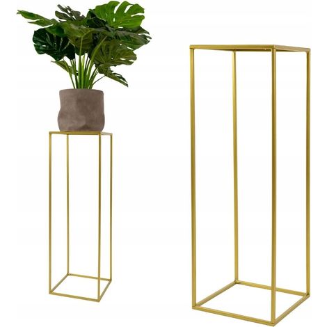 Soporte de pie para flores de metal color oro, diseño moderno, L 25x25x77 (1/5)