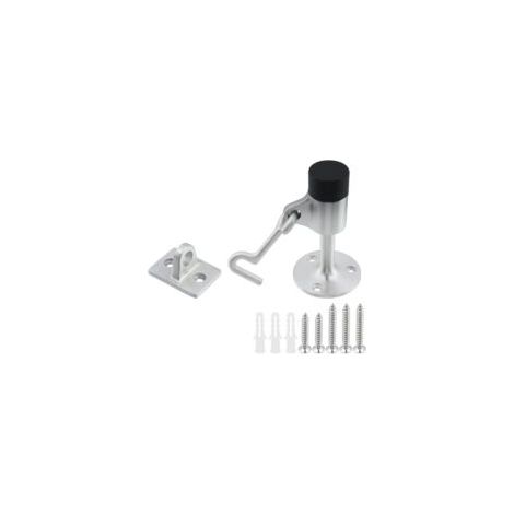 Fermaporta in acciaio inox con gancio, fermaporta di sicurezza argento, con cuscinetto in gomma fonoassorbente, 1 pezzo. - Crezuo