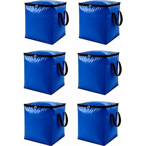 Grand sac de rangement pour couette en coton, tissé en PE, pliable et portable, bleu 51 L, noir 140 L (lot de 5) (1/5)