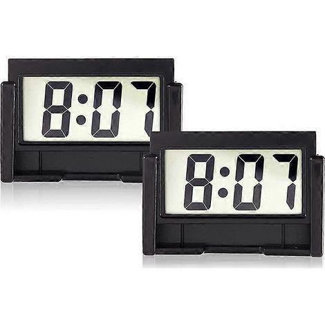 Petite horloge numérique de tableau de bord pour voiture. alimentée par piles. grand écran LCD clair. pour automobile et moto. (1/5)
