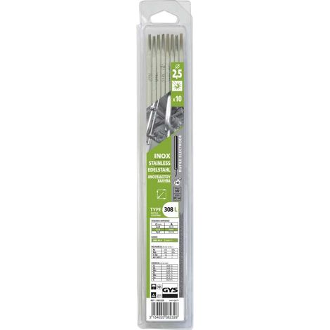 10 Electrodos de acero inoxidable 308L Ø 2,5 GYS 082328