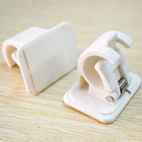 Paquete de 8 ganchos adhesivos, soporte para barra de cortina, fundas para ganchos para cortinas, soportes de pared y fijaciones para poste de cortina, soporte para barra (1/5)