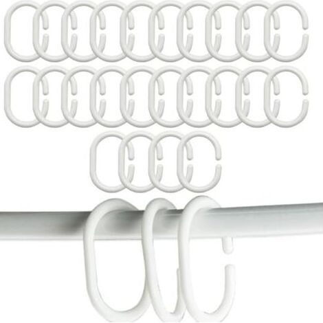 24pcs Anneaux de Rideau de Douche en Plastique en Forme de C Crochets de Rideau pour Rideau de Porte, Rideau de fenêtre (1/5)